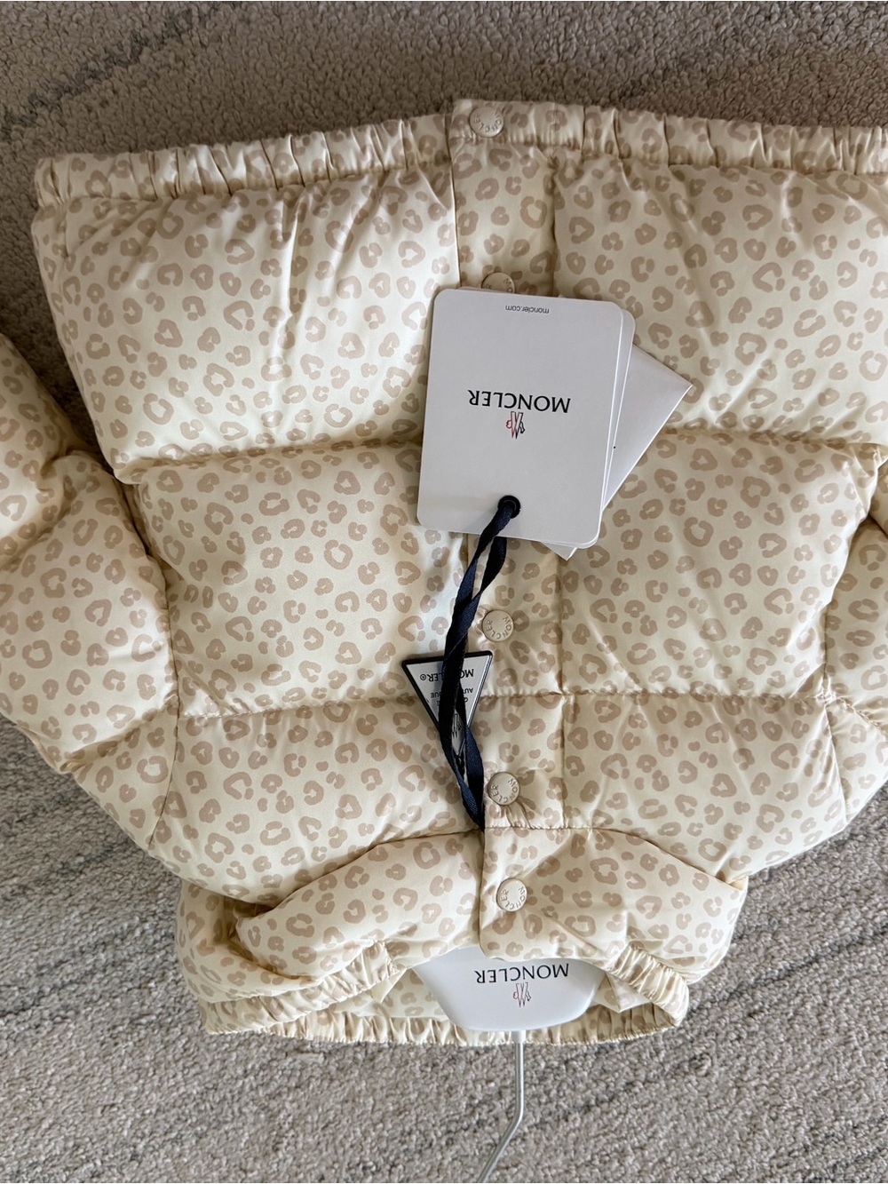 Moncler Cream and Light Beige Leopard Print Vest